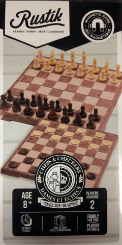 Magnetic Chess & Checkers Peach Wood