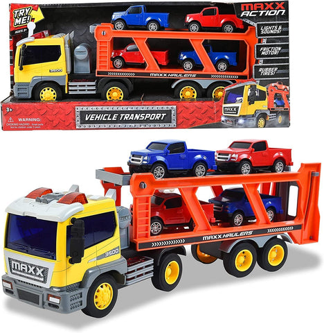MaxxAction Vehicle Transport with 4 diecast trucks