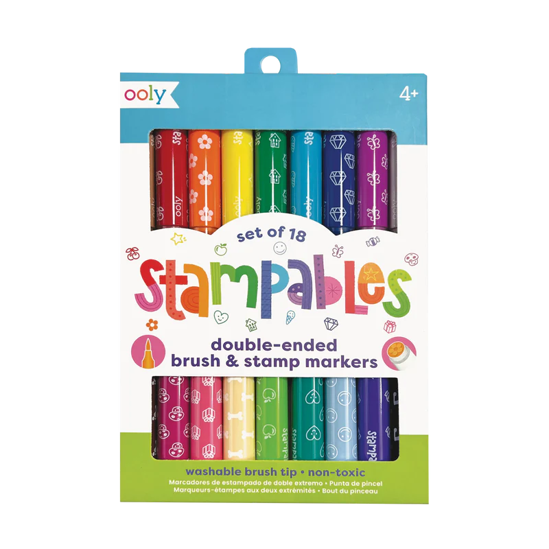 Stampables: Double-Ended Brush & Stamp Markers (set of 18)