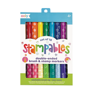 Stampables: Double-Ended Brush & Stamp Markers (set of 18)