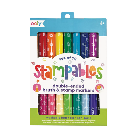 Stampables: Double-Ended Brush & Stamp Markers (set of 18)