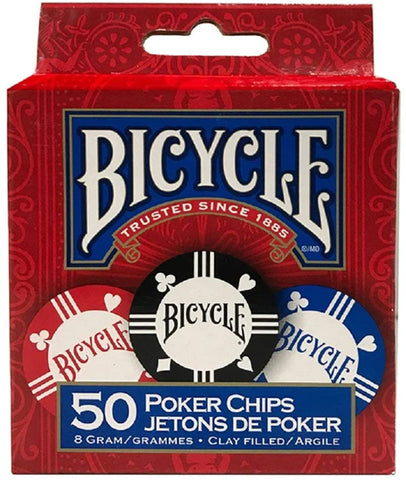 Poker Playing Chips (50 pack 8g clay, by Bicycle)