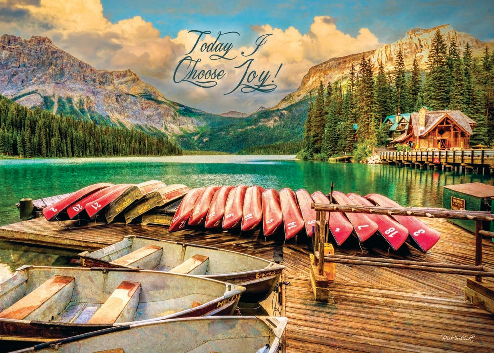 'Today I Choose Joy' Emerald Lake Canoes by Rick Schmidt (1000 piece)
