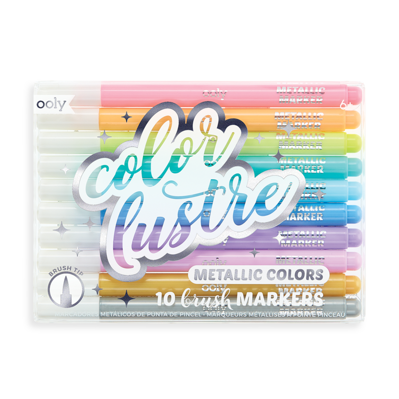 Colour Lustre Metallic Brush Markers (set of 10)