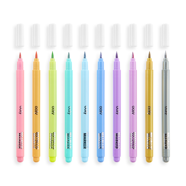 Colour Lustre Metallic Brush Markers (set of 10)