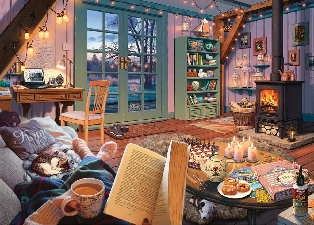 Ravensburger Cozy Retreat 500-Piece Puzzle With Portable Stow & Go Mat Bundle
