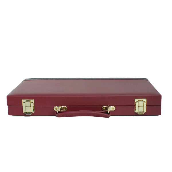 Backgammon 15" Executive Striped Case (burgundy/black)