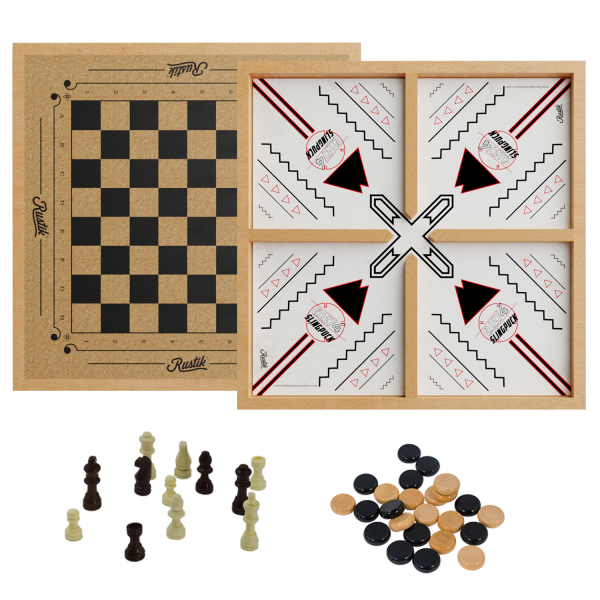 Crazy 4-player Slingpuck / Chess / Checkers 3-in-1 (by Rustik)