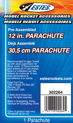 Estes Rocket Parachute: 12 inch
