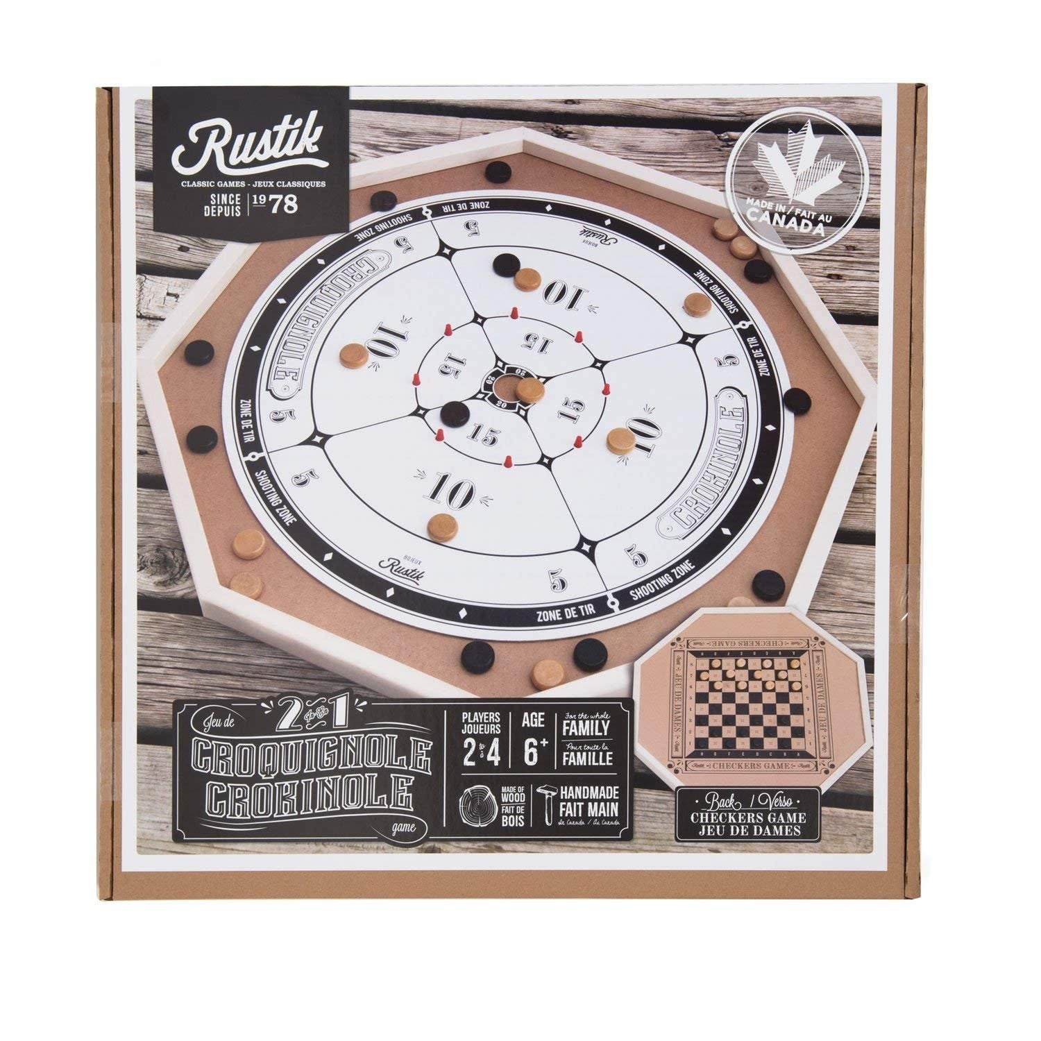 Crokinole Deluxe 2 in 1 Game (by Rustik, Made in Canada edition)