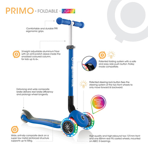 Globber "Primo" Foldable Scooter (with lights)